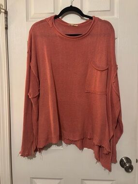 easel Distressed Knit Sweater - Mauve